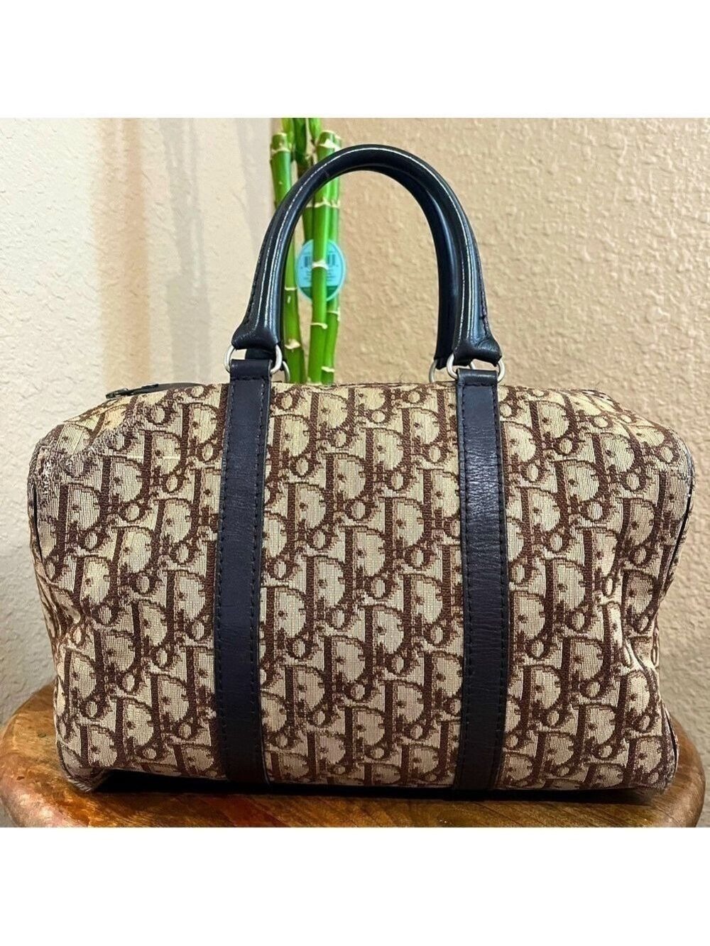 CHRISTIAN DIOR VINTAGE BROWN MONOGRAM TROTTER HANDBAG
